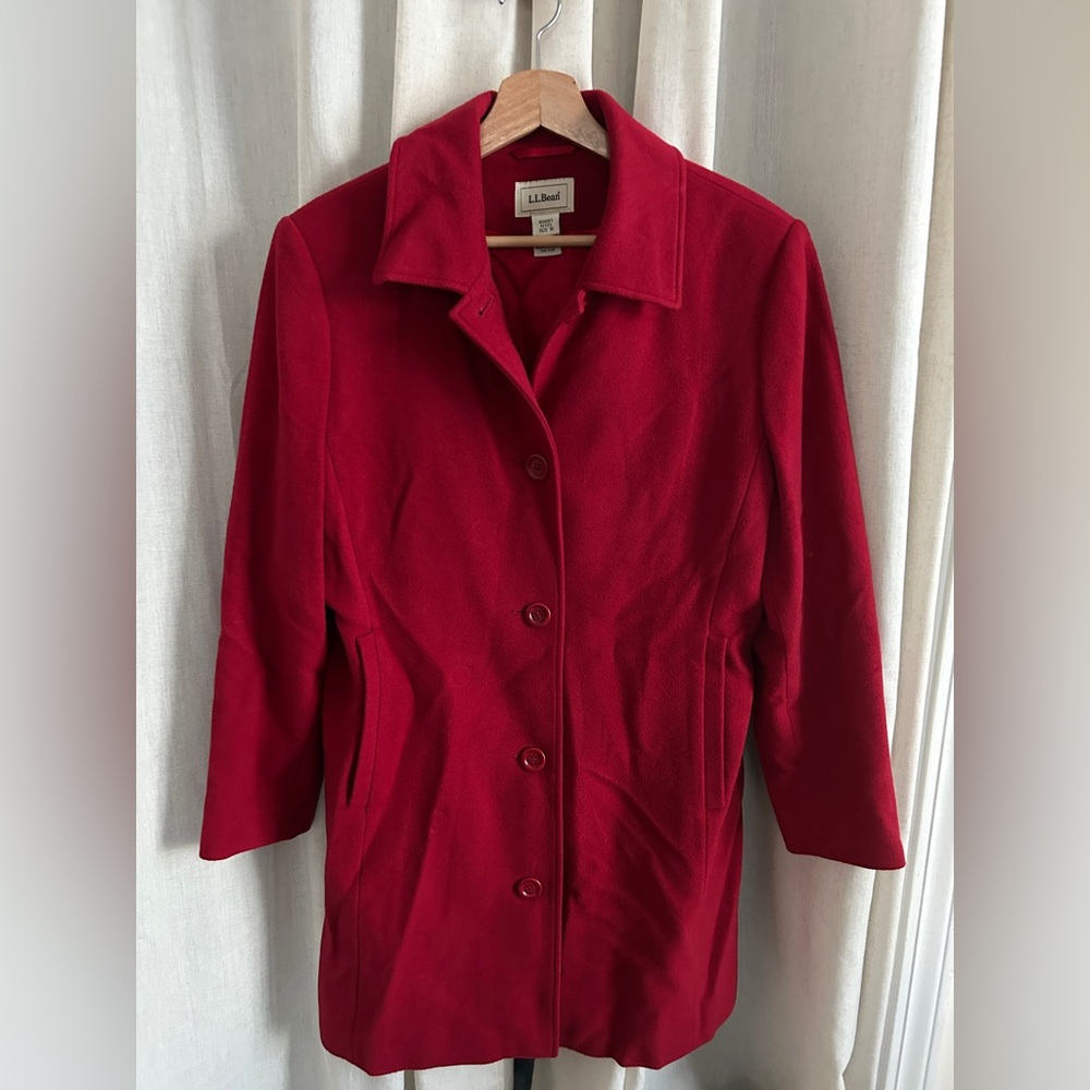 Red wool LL Bean winter coat